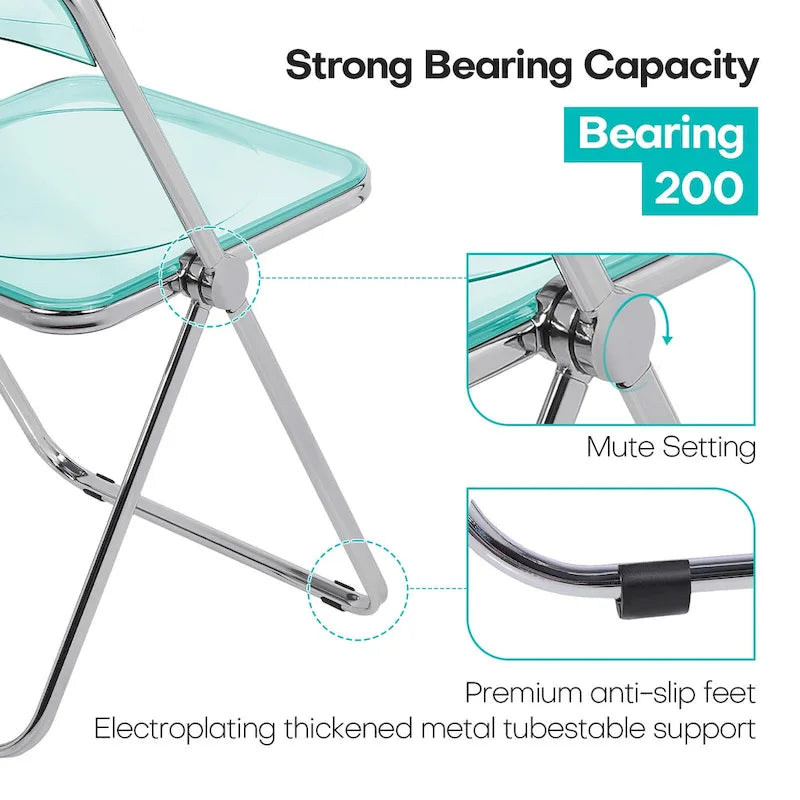 Folding Dining Chair with Acrylic Seat and Metal Frame