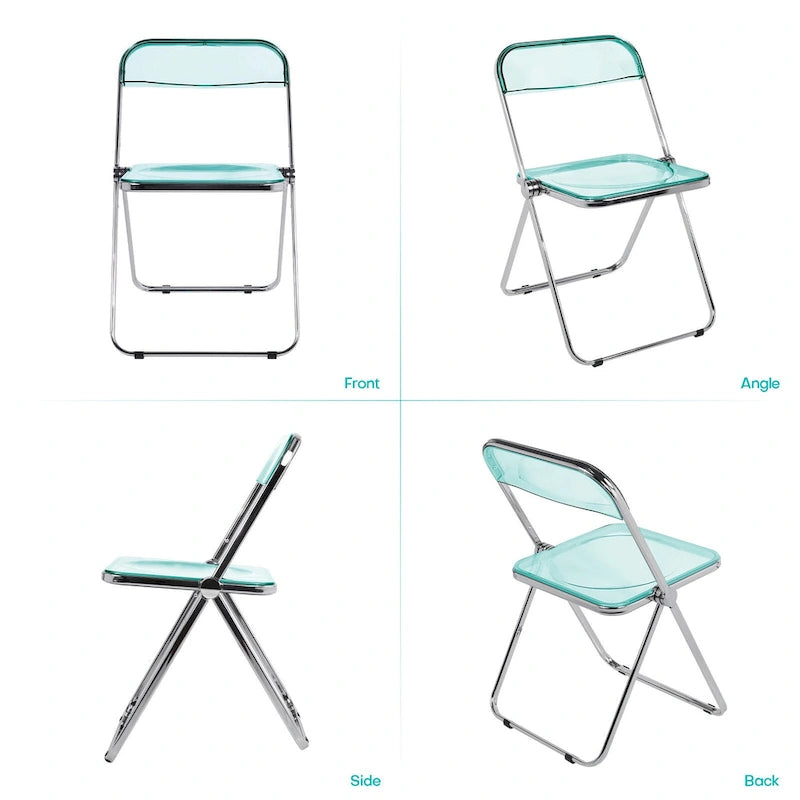 Folding Dining Chair with Acrylic Seat and Metal Frame