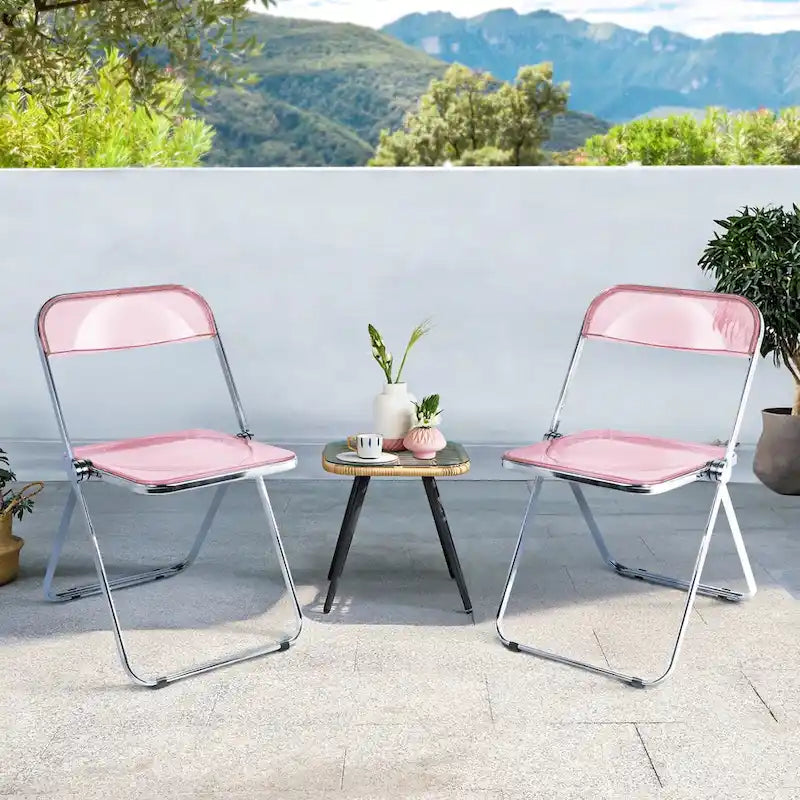 Folding Dining Chair with Acrylic Seat and Metal Frame