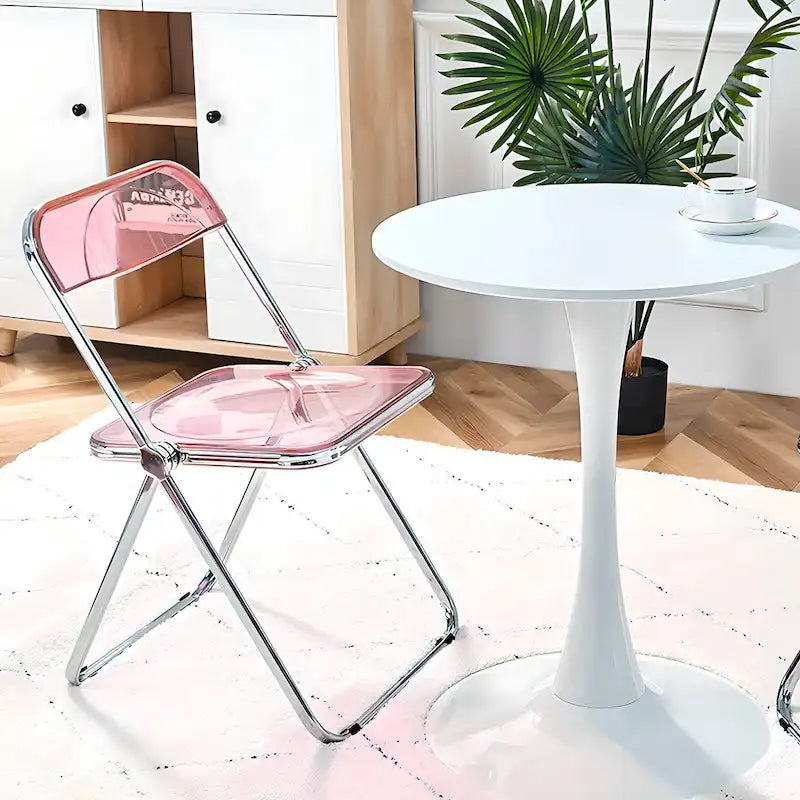 Folding Dining Chair with Acrylic Seat and Metal Frame