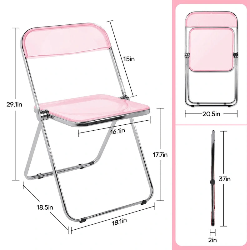 Folding Dining Chair with Acrylic Seat and Metal Frame