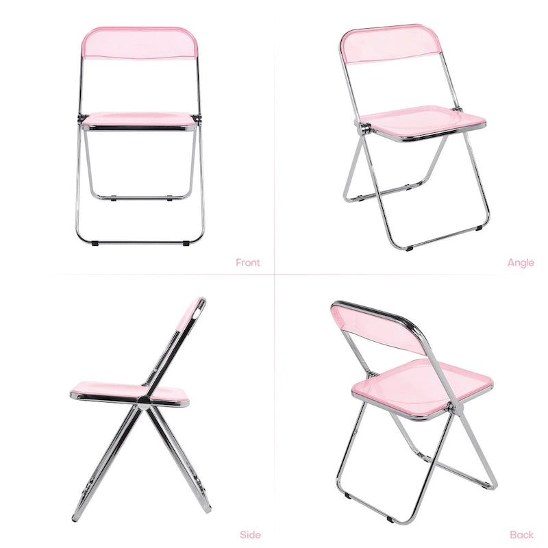 Folding Dining Chair with Acrylic Seat and Metal Frame