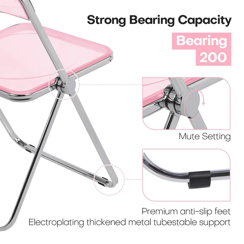 Folding Dining Chair with Acrylic Seat and Metal Frame