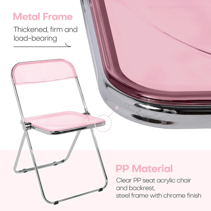 Folding Dining Chair with Acrylic Seat and Metal Frame