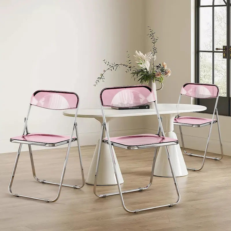 Folding Dining Chair with Acrylic Seat and Metal Frame