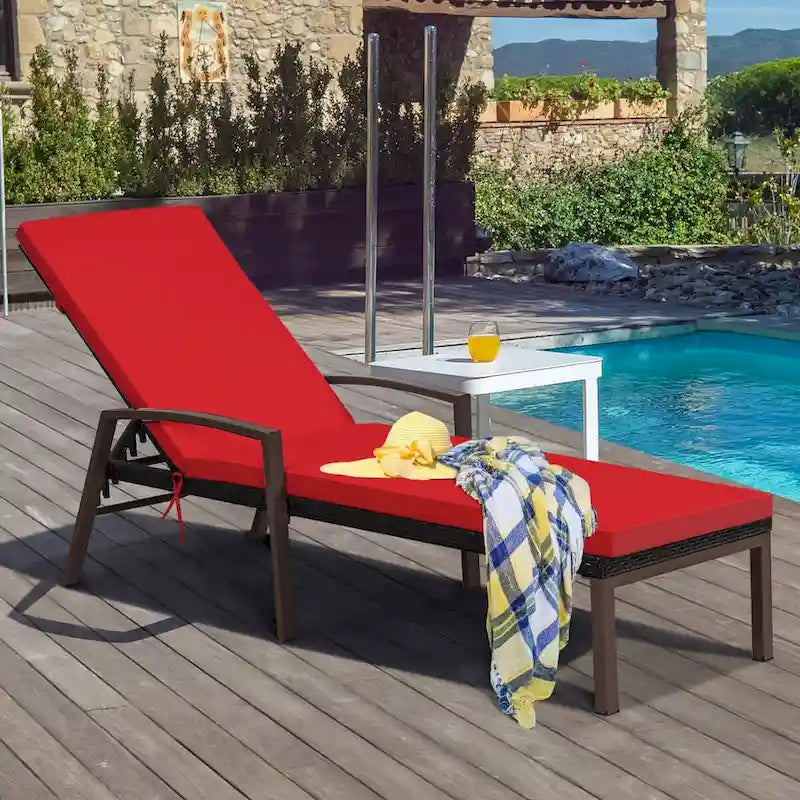 Costway Set of 2 Patio Rattan Chaise Lounge Chair Outdoor Reclining - See Details