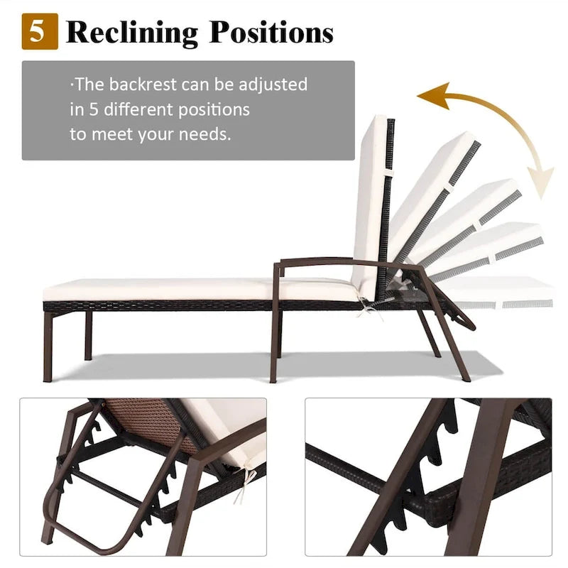 Costway Set of 2 Patio Rattan Chaise Lounge Chair Outdoor Reclining - See Details
