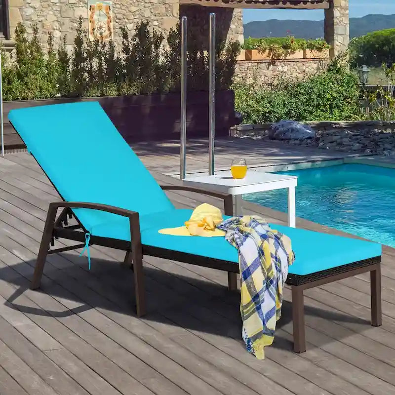 Costway Set of 2 Patio Rattan Chaise Lounge Chair Outdoor Reclining - See Details