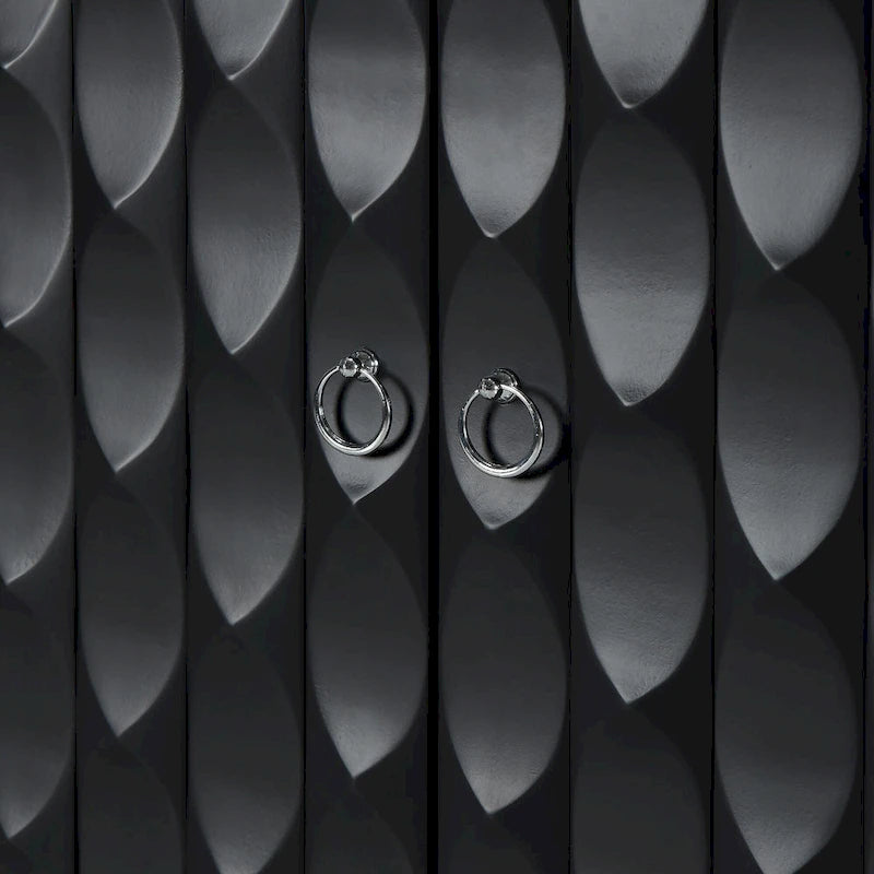 4-Door Sideboard with Convex Pattern Doors and Silver Handles