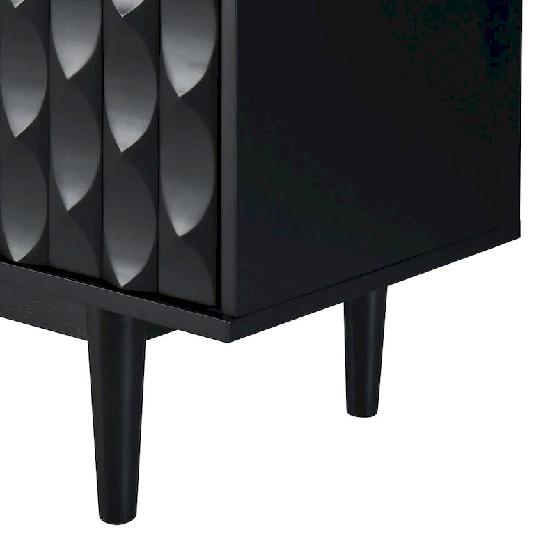 4-Door Sideboard with Convex Pattern Doors and Silver Handles