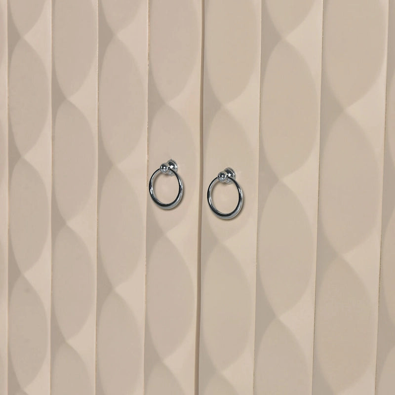 4-Door Sideboard with Convex Pattern Doors and Silver Handles