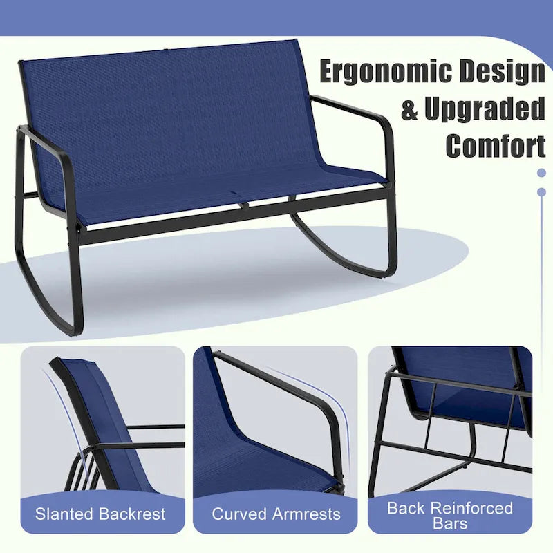 Gymax 4 Piece Rocking Bistro Set Patio Furniture Set w/ Loveseat 2