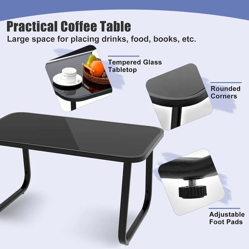Gymax 4 Piece Rocking Bistro Set Patio Furniture Set w/ Loveseat 2