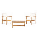 3pc Set with 2 Outdoor Club Chairs and Coffee Table in Acacia Wood