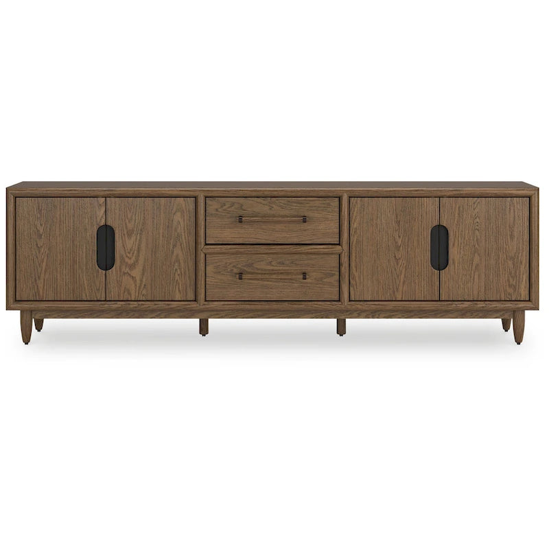 85-Inch TV Media Console with 2 Drawers and 2 Shelves - Dark Brown Wood