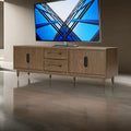 85-Inch TV Media Console with 2 Drawers and 2 Shelves - Dark Brown Wood