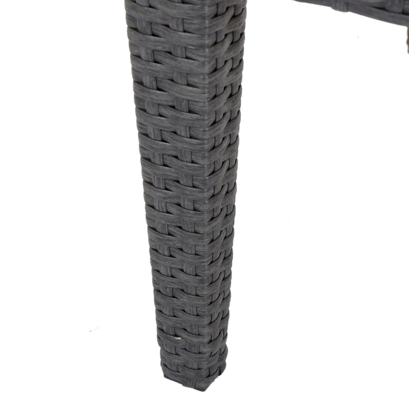 Annie Outdoor Square Accent Table, Tempered Glass, 20 Inch Gray Wicker
