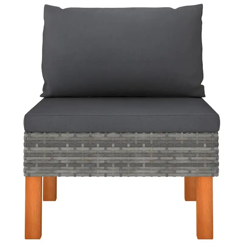 Feno 2pc Outdoor Modular Loveseat Sofa, Dark Gray Fabric, Poly Rattan