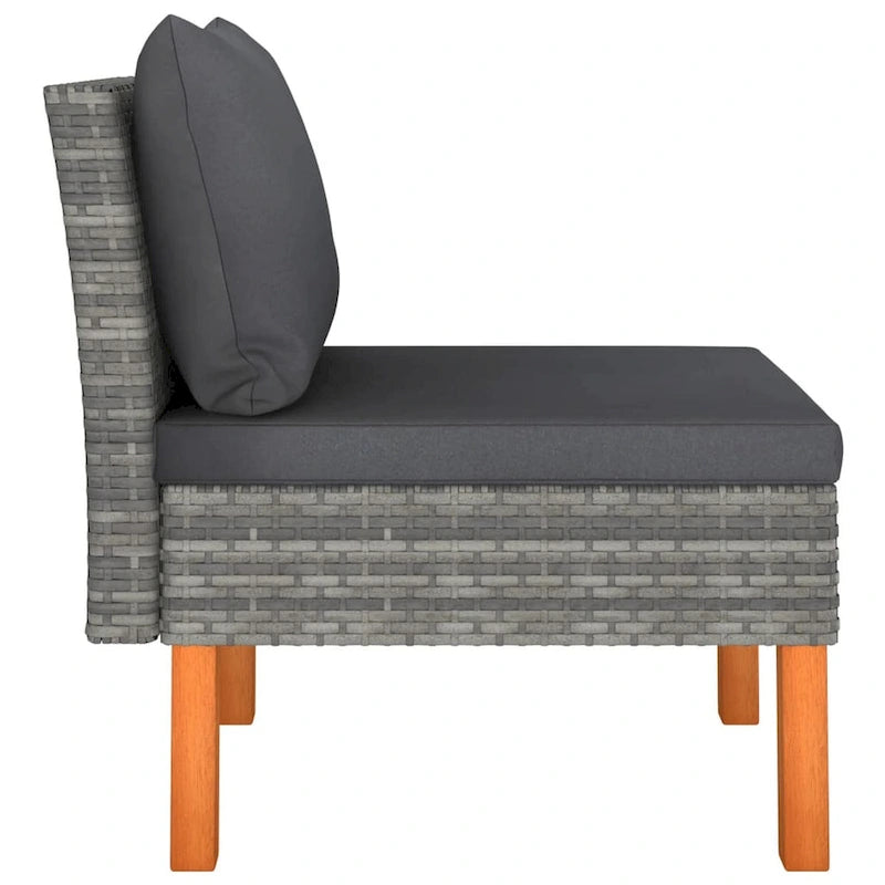 Feno 2pc Outdoor Modular Loveseat Sofa, Dark Gray Fabric, Poly Rattan