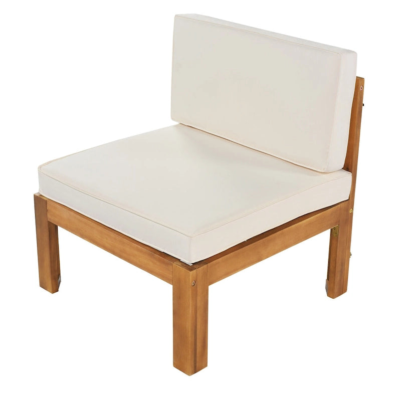 5 Piece Outdoor Patio Furniture Set, All Weather Outdoor Conversation Set, Wooden Sectional Sofa Set with Coffee Table