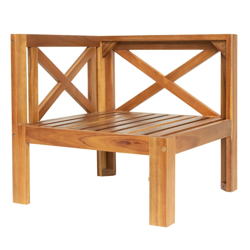 5 Piece Outdoor Patio Furniture Set, All Weather Outdoor Conversation Set, Wooden Sectional Sofa Set with Coffee Table