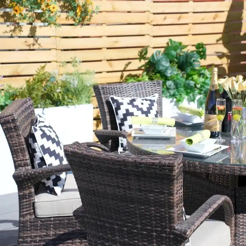 7-piece Modern Outdoor Aluminum Wicker Dining Set with 6 Chairs