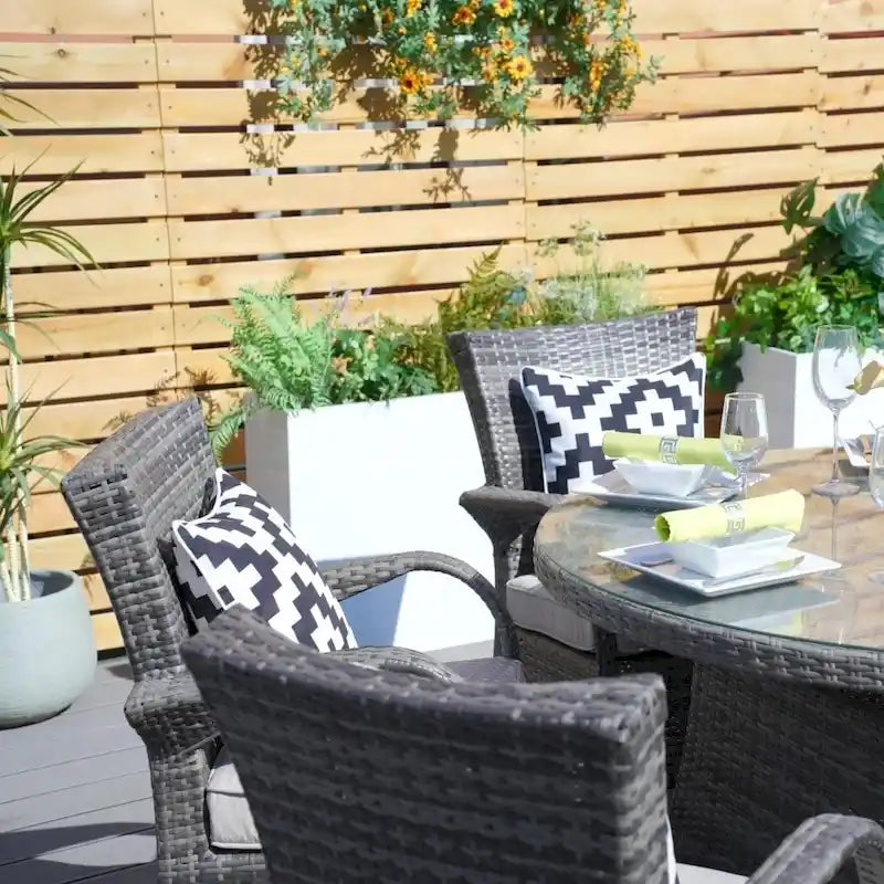 7-piece Modern Outdoor Aluminum Wicker Dining Set with 6 Chairs