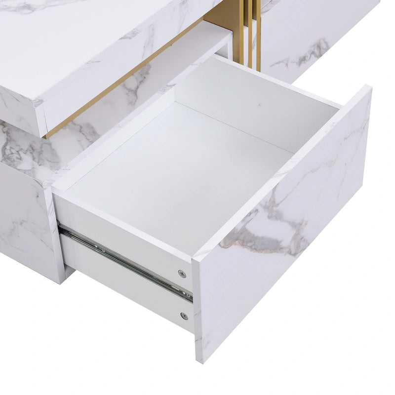 Coffee Tables With 4 Storage Drawers Modern Square Design Cocktail Table For Living Room Office Bedroom
