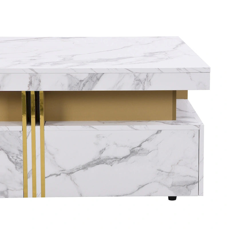 Coffee Tables With 4 Storage Drawers Modern Square Design Cocktail Table For Living Room Office Bedroom