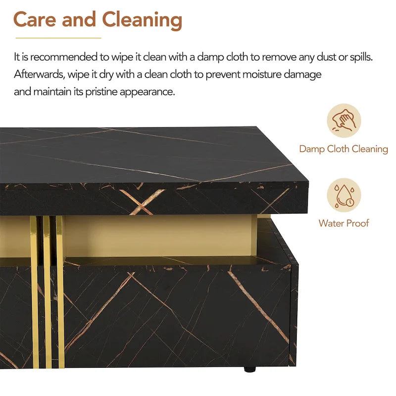 Coffee Tables With 4 Storage Drawers Modern Square Design Cocktail Table For Living Room Office Bedroom