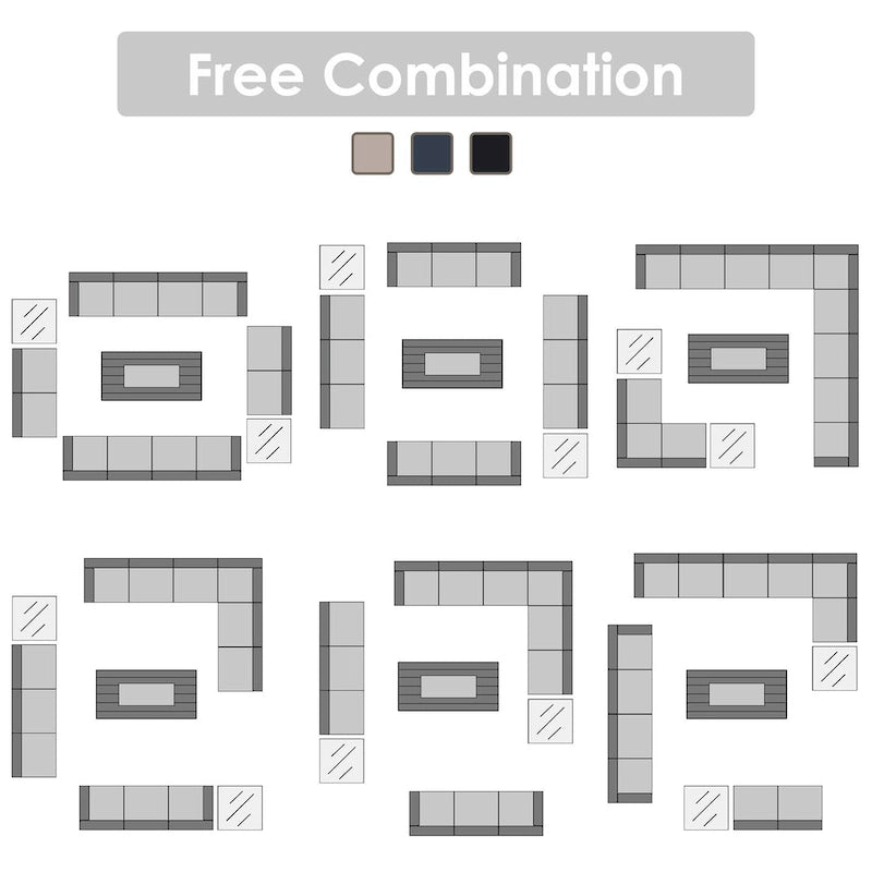 12 - Person Outdoor Sectional Seating Group with Fire Pit
