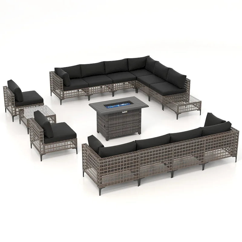 12 - Person Outdoor Sectional Seating Group with Fire Pit