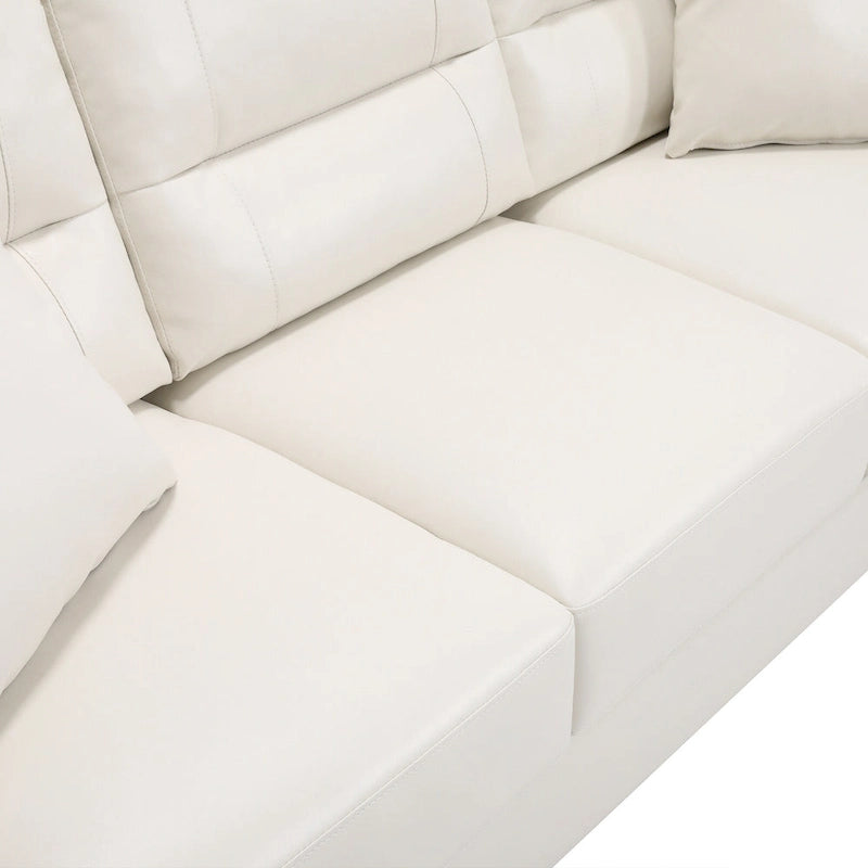79" Faux Leather Square Arm Sofa - White and Brown for 3