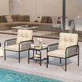 Costway 3 PCS Patio Bistro Set with Tempered Glass Table Chairs Back - See Details