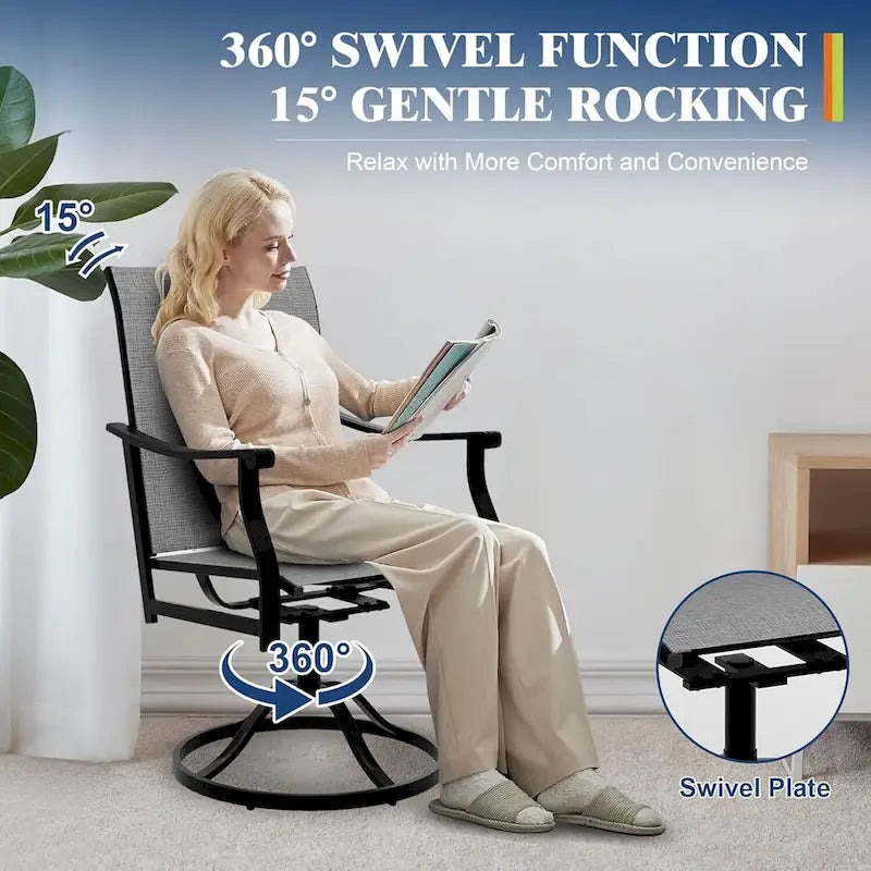 2PCS Outdoor Swivel Dining Chairs for Poolside Lawn Garden