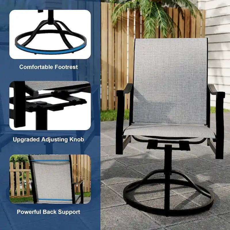 2PCS Outdoor Swivel Dining Chairs for Poolside Lawn Garden