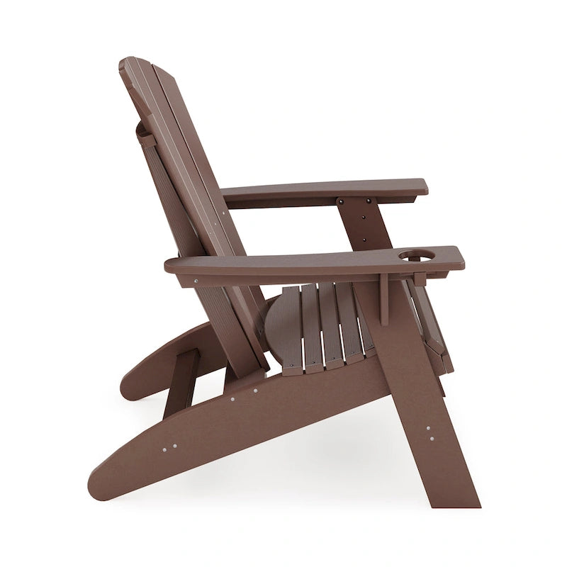 Brown Adirondack Chair - Sturdy Hdpe Poly Lumber For Poolside, Patio, And Garden Relaxation