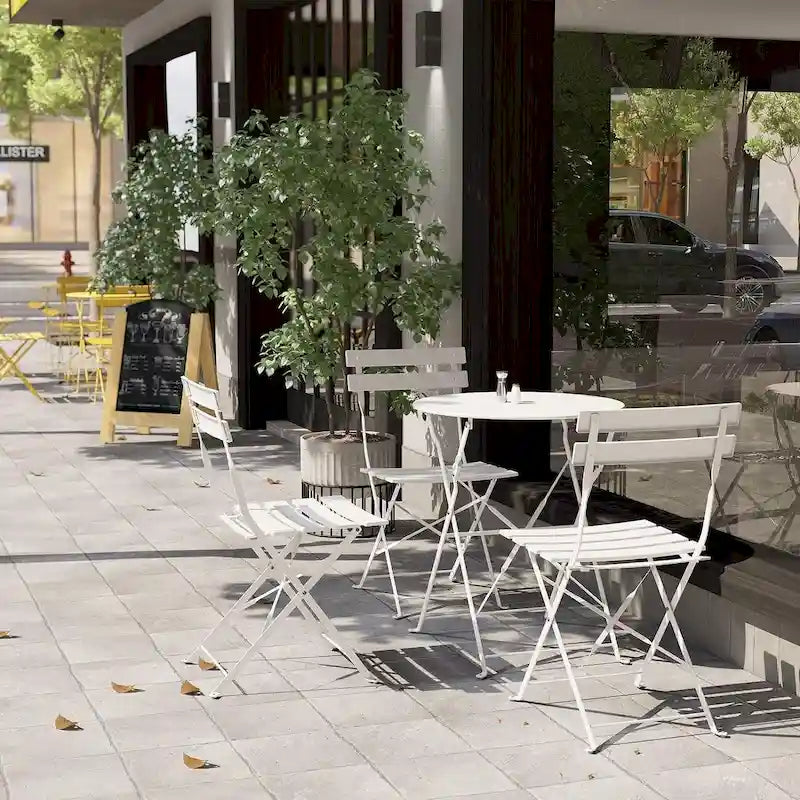 3-Piece Bistro Set Folding Outdoor Furniture Sets with Premium Steel Frame Portable Design for Bistro & Balcony
