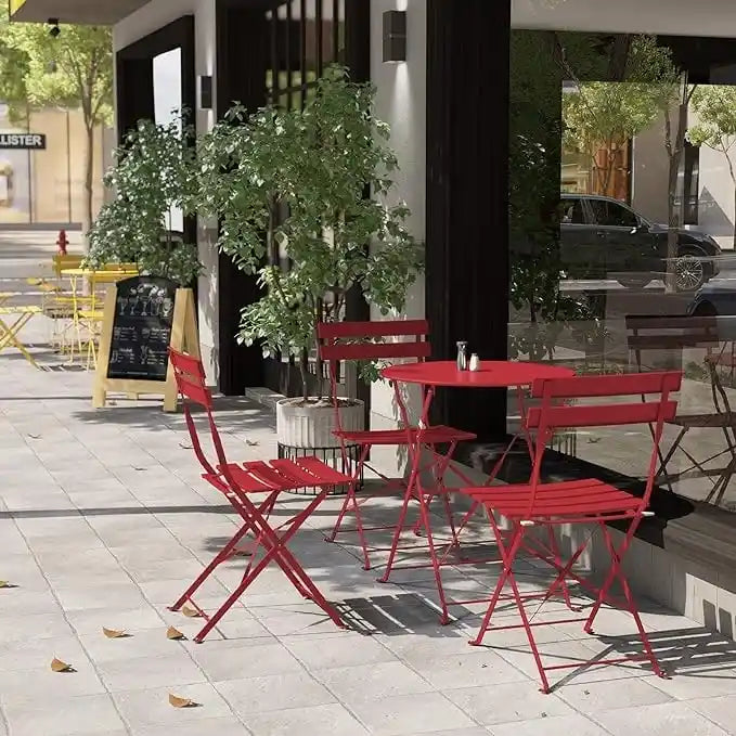 3-Piece Bistro Set Folding Outdoor Furniture Sets with Premium Steel Frame Portable Design for Bistro & Balcony