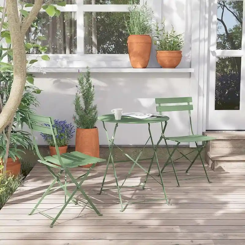 3-Piece Bistro Set Folding Outdoor Furniture Sets with Premium Steel Frame Portable Design for Bistro & Balcony
