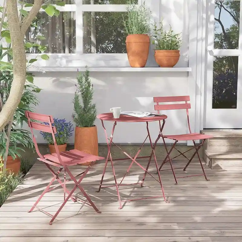 3-Piece Bistro Set Folding Outdoor Furniture Sets with Premium Steel Frame Portable Design for Bistro & Balcony