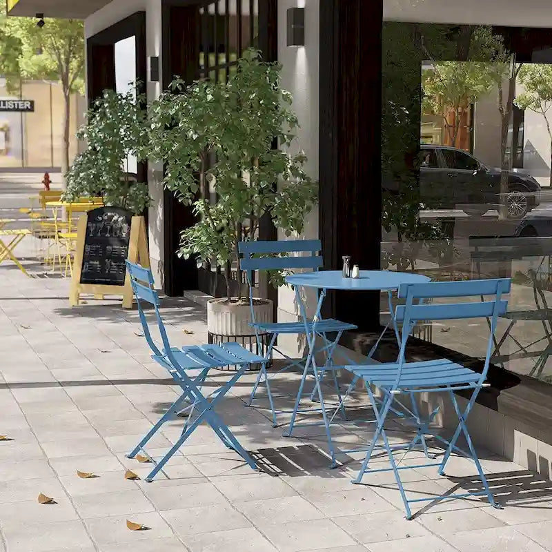3-Piece Bistro Set Folding Outdoor Furniture Sets with Premium Steel Frame Portable Design for Bistro & Balcony
