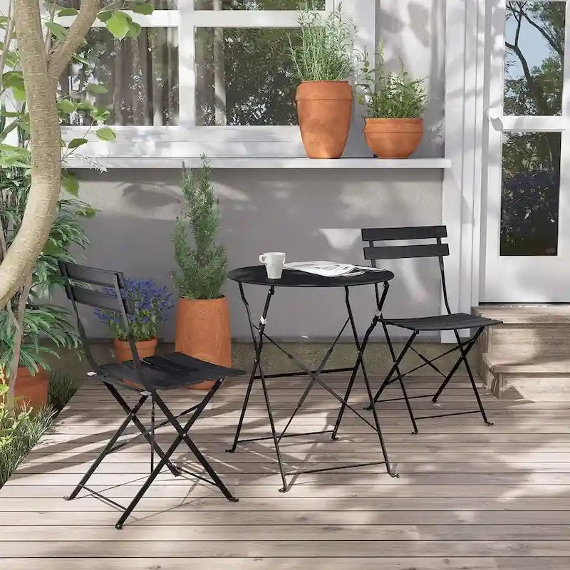 3-Piece Bistro Set Folding Outdoor Furniture Sets with Premium Steel Frame Portable Design for Bistro & Balcony