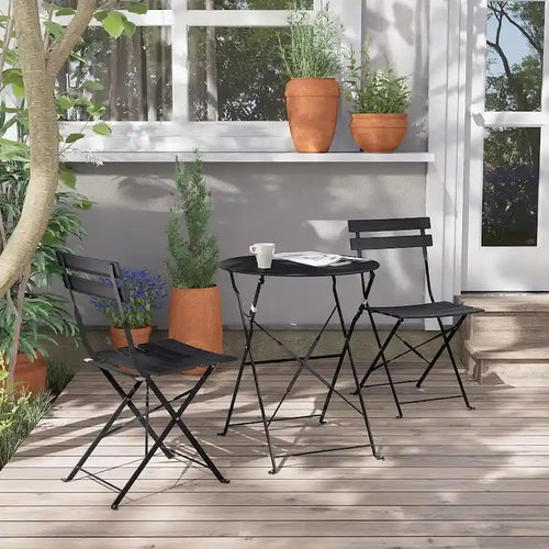 3-Piece Bistro Set Folding Outdoor Furniture Sets with Premium Steel Frame Portable Design for Bistro & Balcony