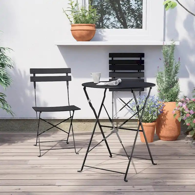 3-Piece Bistro Set Folding Outdoor Furniture Sets with Premium Steel Frame Portable Design for Bistro & Balcony