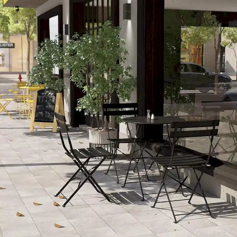 3-Piece Bistro Set Folding Outdoor Furniture Sets with Premium Steel Frame Portable Design for Bistro & Balcony