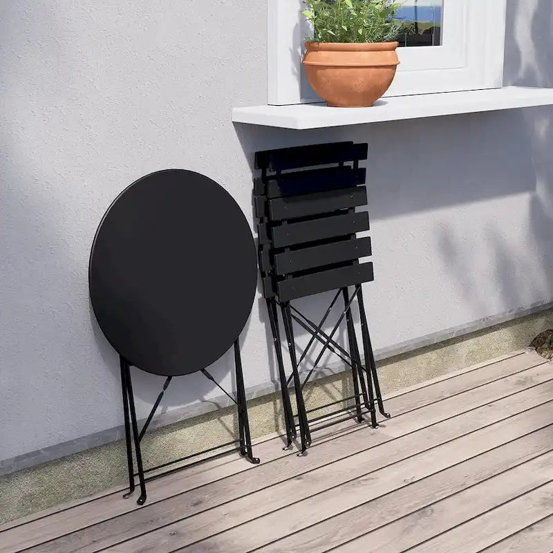 3-Piece Bistro Set Folding Outdoor Furniture Sets with Premium Steel Frame Portable Design for Bistro & Balcony