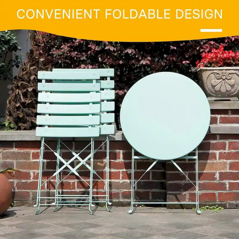 3-Piece Bistro Set Folding Outdoor Furniture Sets with Premium Steel Frame Portable Design for Bistro & Balcony