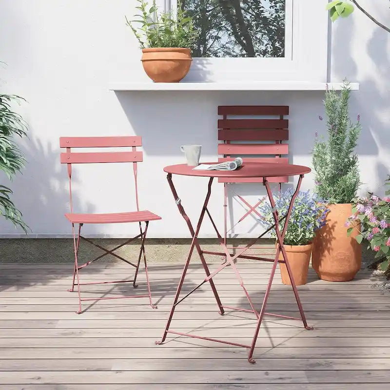 3-Piece Bistro Set Folding Outdoor Furniture Sets with Premium Steel Frame Portable Design for Bistro & Balcony