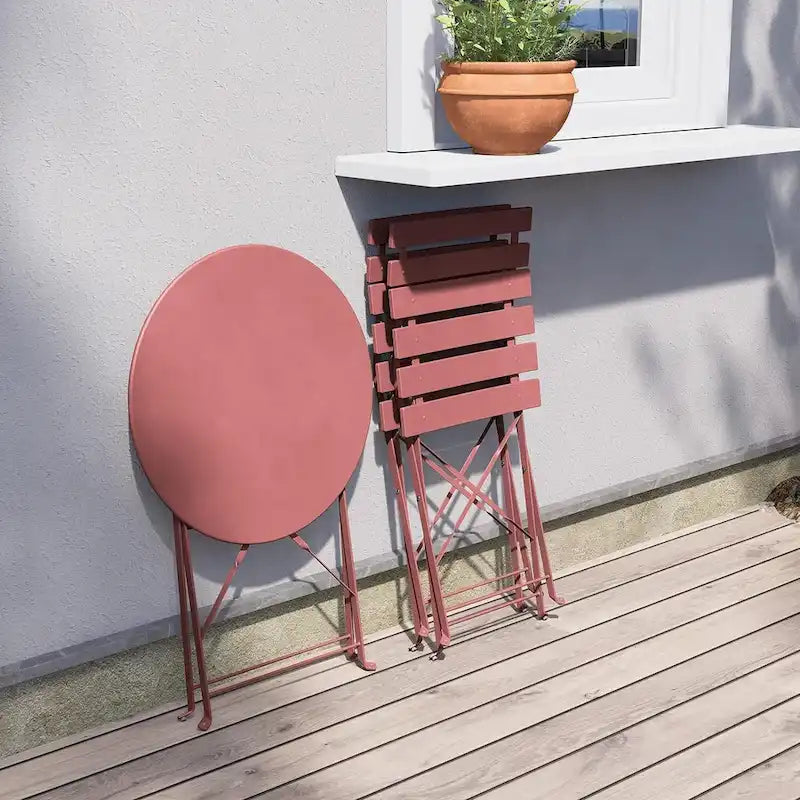 3-Piece Bistro Set Folding Outdoor Furniture Sets with Premium Steel Frame Portable Design for Bistro & Balcony